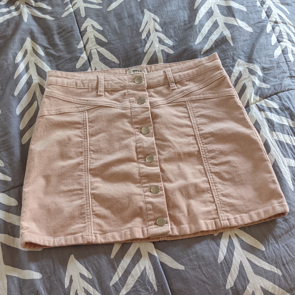 Corduroy button down skirt
